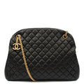 Chanel Tote Mademoiselle Bowling Bag - Large in Black, Calfskin Leather — Front View