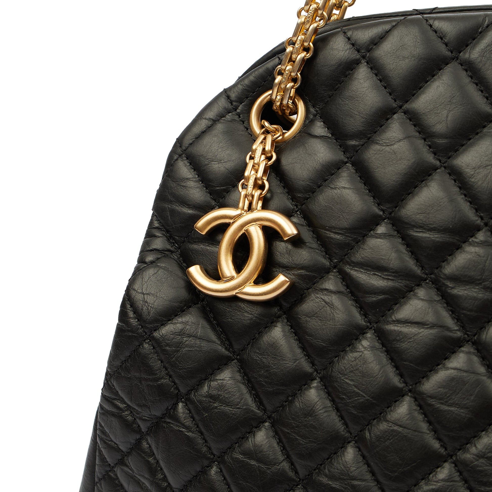 Chanel Tote Mademoiselle Bowling Bag - Large in Black, Calfskin Leather — Lifestyle View