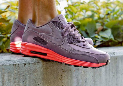 Nike Air Max Lunar 90 Prm Mahogany Bright Crimson QS — UK 3 | EU 35.5 | US 3.5 — Side View