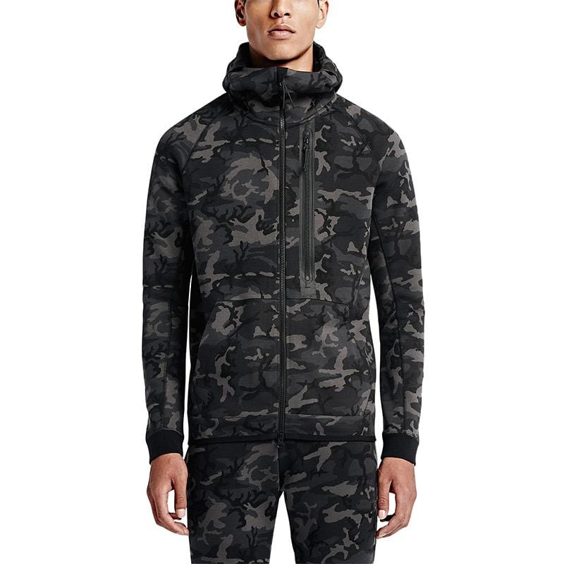 NIKE TECH FLEECE MEN'S HOODIE - Medium Ash Black — XXS — Front View