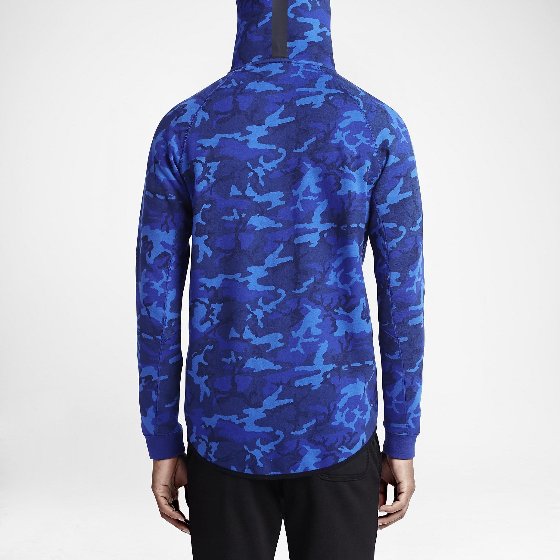 NIKE TECH FLEECE MEN'S HOODIE - BLUE CAMO — XXS — Top View