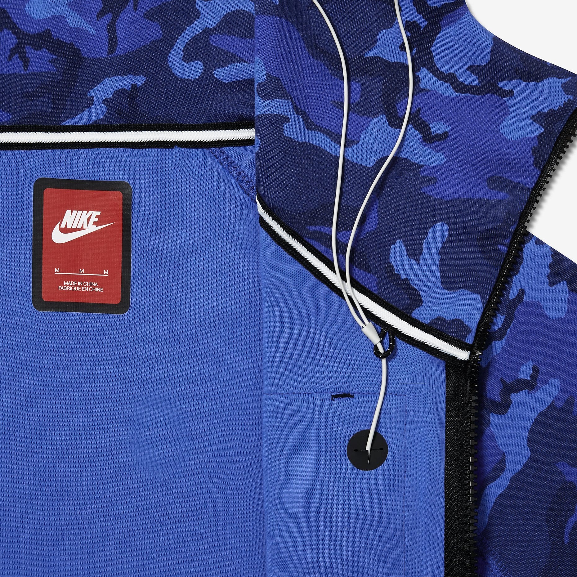 NIKE TECH FLEECE MEN'S HOODIE - BLUE CAMO — XXS — Alternate View 7