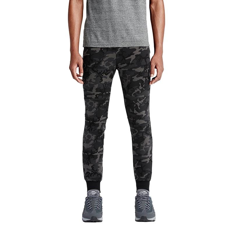 NIKE TECH FLEECE CAMO MEN'S TROUSERS - Medium Ash Black — XXS — Front View
