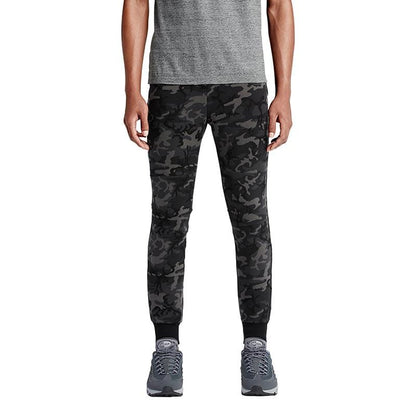 NIKE TECH FLEECE CAMO MEN'S TROUSERS - Medium Ash Black — XXS — Front View