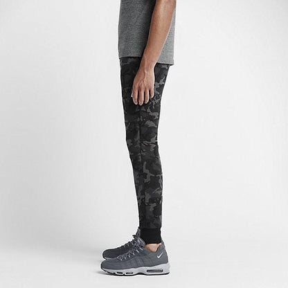 NIKE TECH FLEECE CAMO MEN'S TROUSERS - Medium Ash Black — XXS — Back View