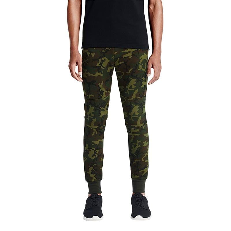 NIKE TECH FLEECE CAMO MEN'S TROUSERS - Sequoia Black — XXS — Front View