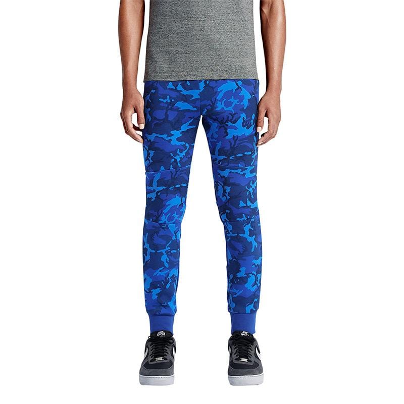 NIKE TECH FLEECE CAMO MEN'S TROUSERS - Deep Royal Blue — XXS — Front View