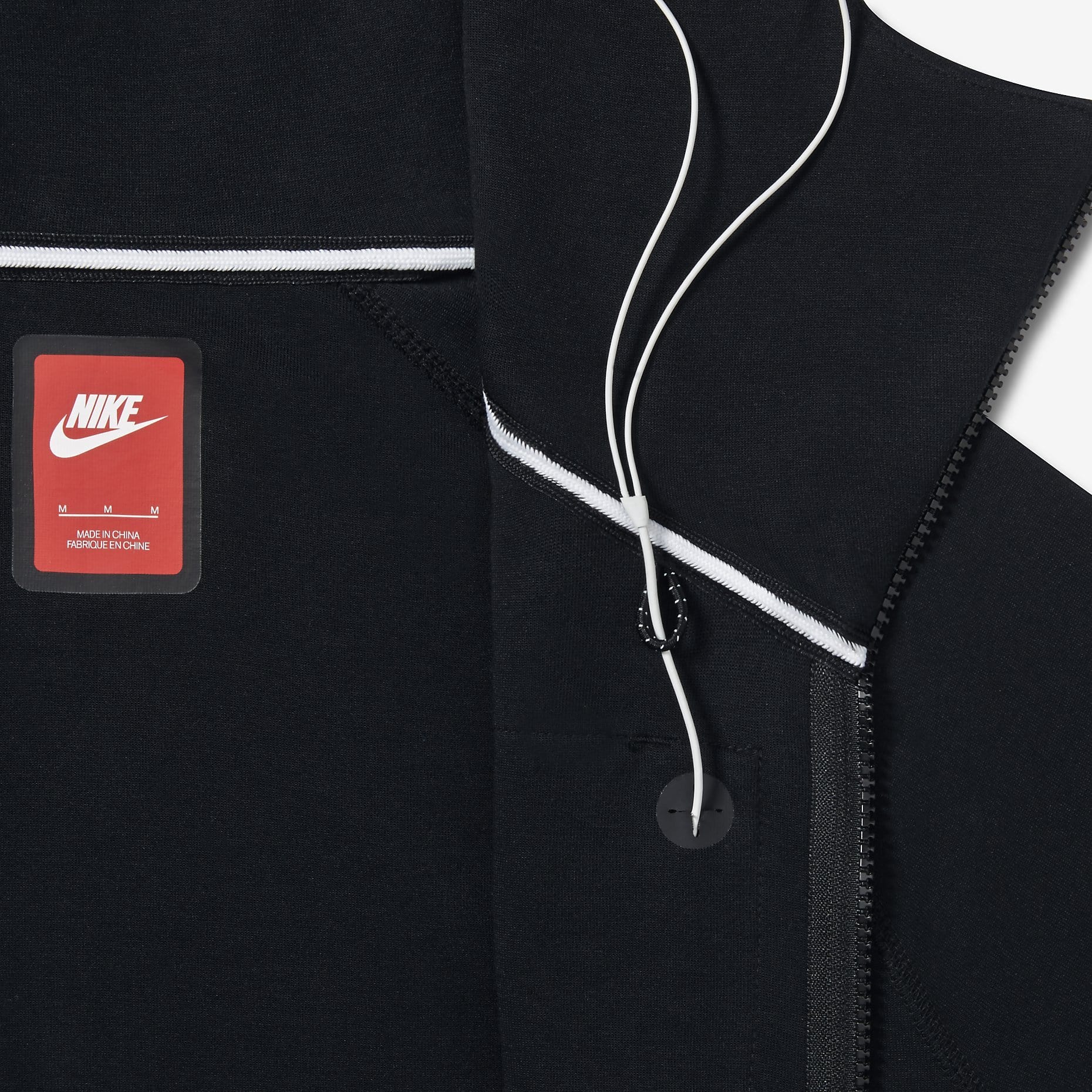 NIKE TECH FLEECE BLACK HOODIE — XXS — Back View