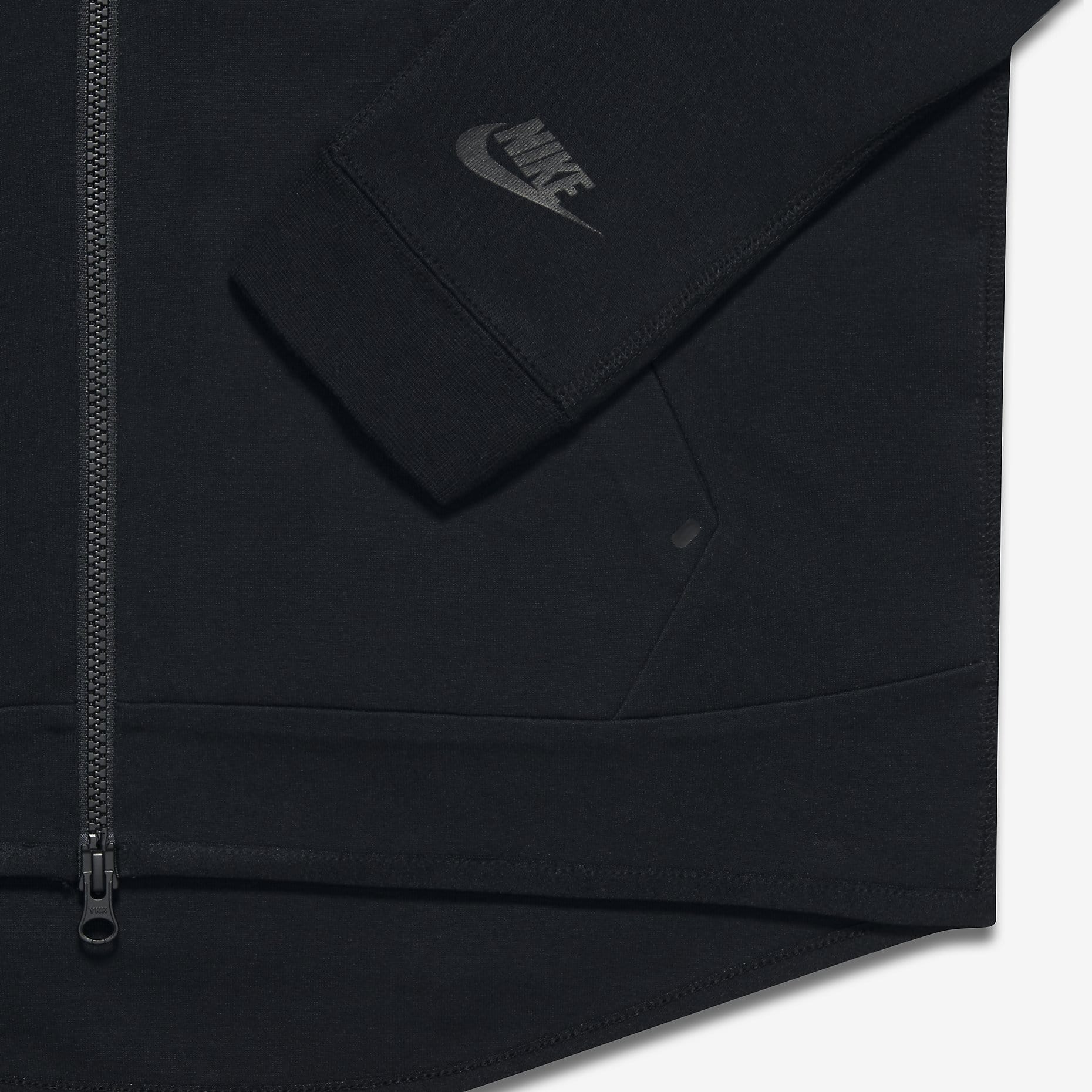 NIKE TECH FLEECE BLACK HOODIE — XXS — Side View