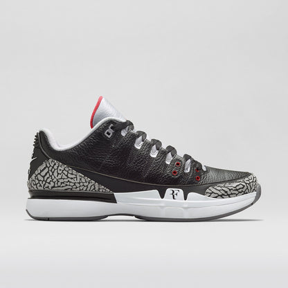Nike Zoom Vapor Air Jordan 3 "Black-Cement" — UK 3 | EU 35.5 | US 3.5 — Side View