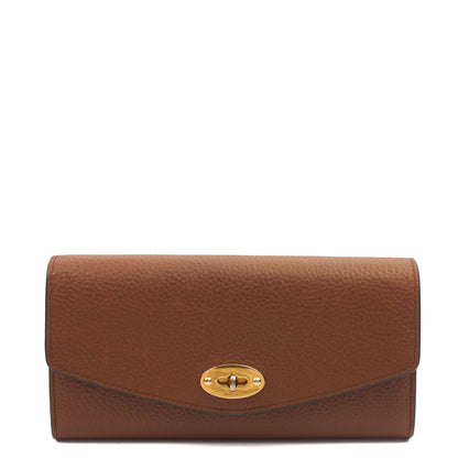 Mulberry Wallet Darley Wallet in Oak, Calfskin Leather — Front View