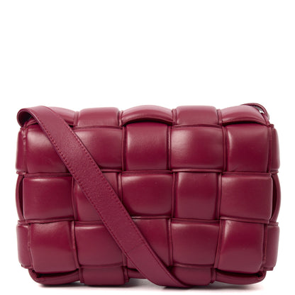 Bottega Veneta Cross Body Cassette in Raspberry, Intrecciato Nappa — Top View
