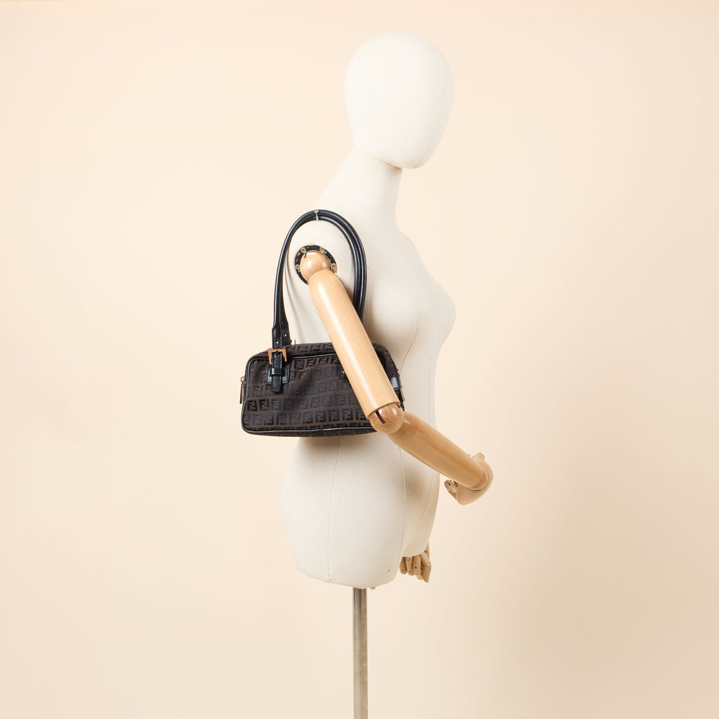 Fendi Vintage Shoulder Bag in Zucca FF, Canvas — Side View