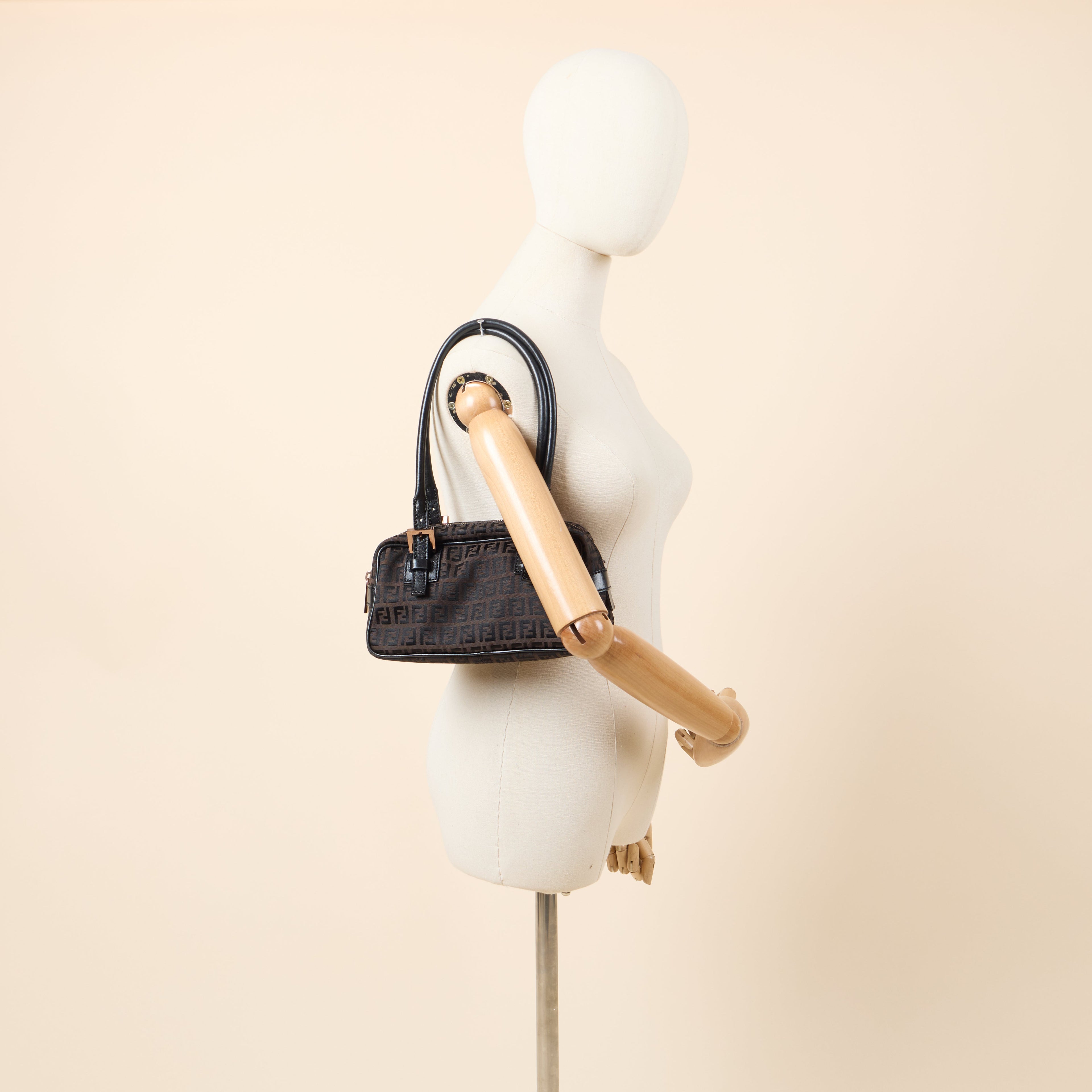 Fendi Vintage Shoulder Bag in Zucca FF, Canvas — Side View