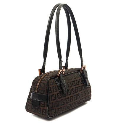 Fendi Vintage Shoulder Bag in Zucca FF, Canvas — Back View