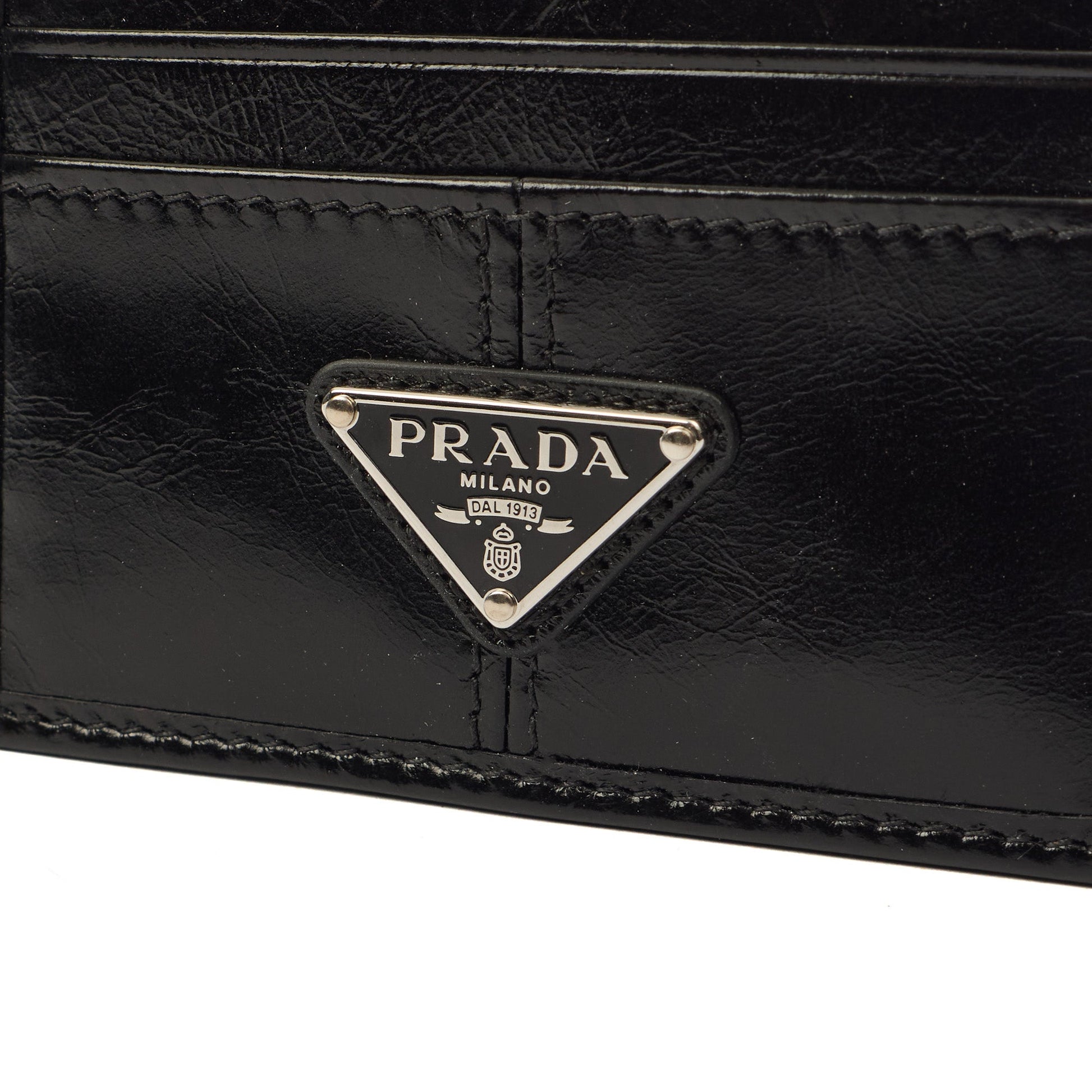 Prada Card Holder Card Holder in Black, Leather — Lifestyle View