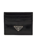 Prada Card Holder Card Holder in Black, Leather — Front View