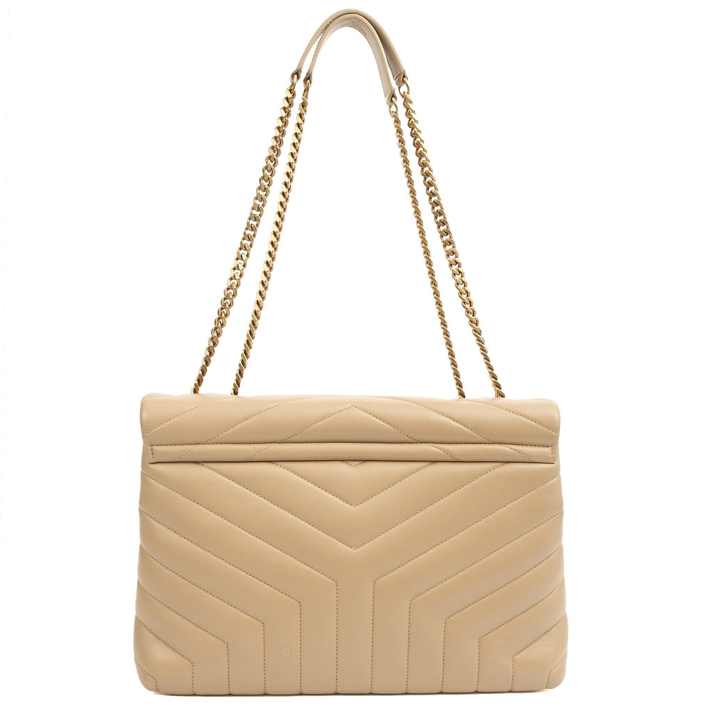 Saint Laurent Shoulder Bag Lou Lou - Medium in Cream, Calfskin Leather — Top View
