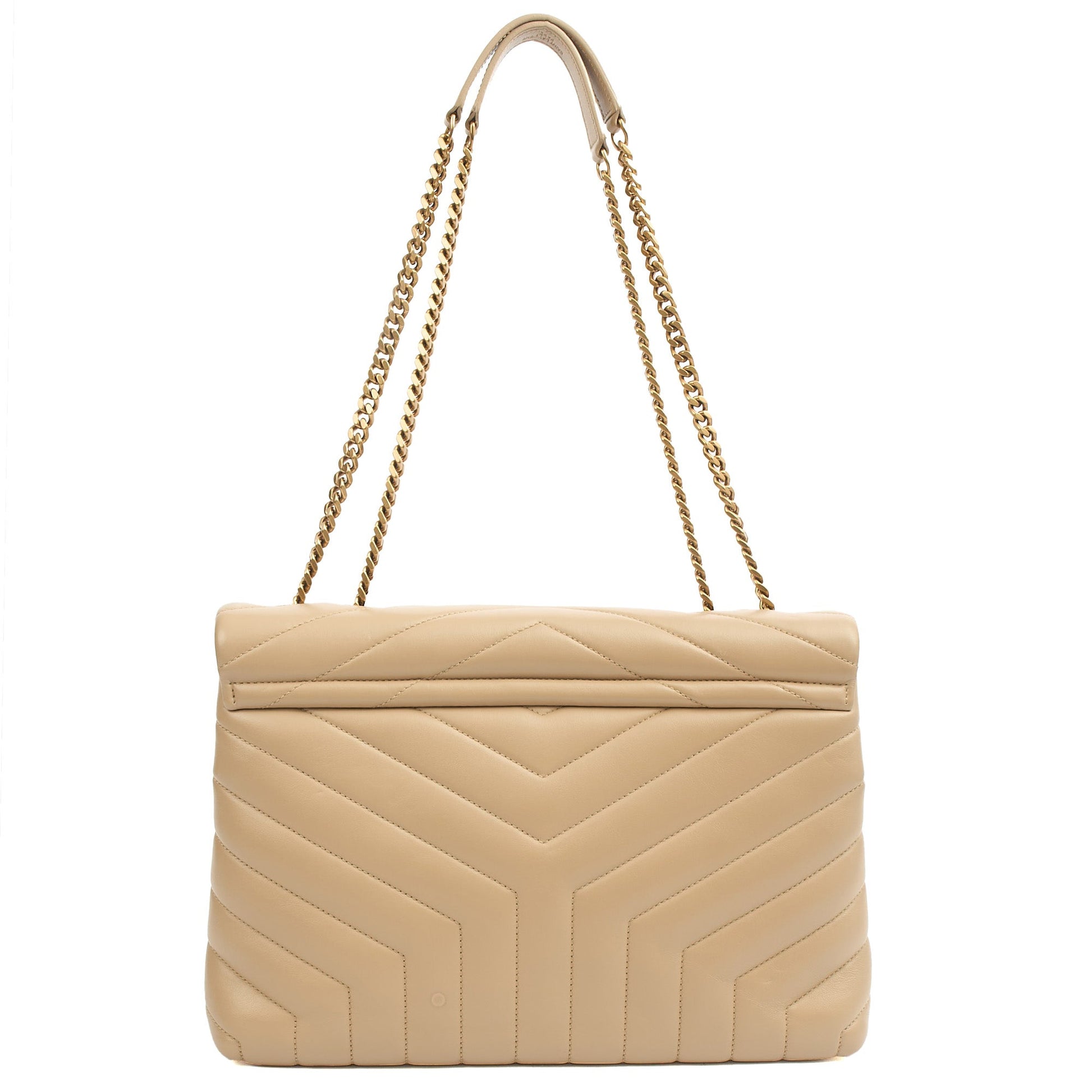 Saint Laurent Shoulder Bag Lou Lou - Medium in Cream, Calfskin Leather — Top View