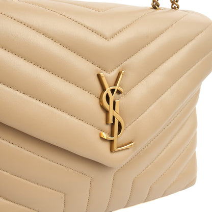 Saint Laurent Shoulder Bag Lou Lou - Medium in Cream, Calfskin Leather — Lifestyle View