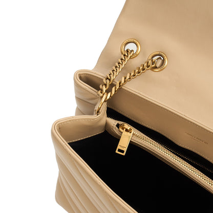 Saint Laurent Shoulder Bag Lou Lou - Medium in Cream, Calfskin Leather — Alternate View 7