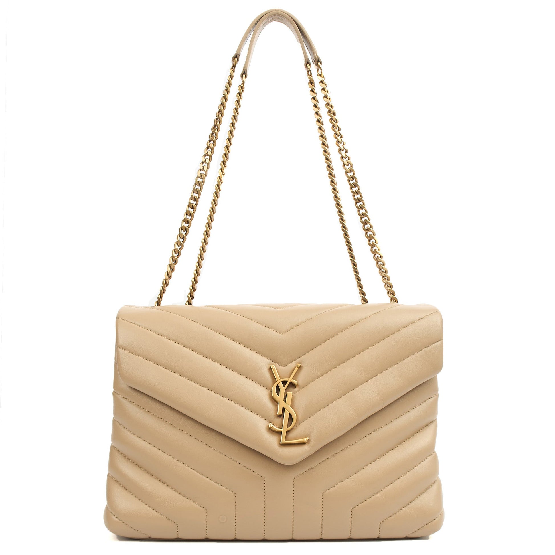 Saint Laurent Shoulder Bag Lou Lou - Medium in Cream, Calfskin Leather — Alternate View 9