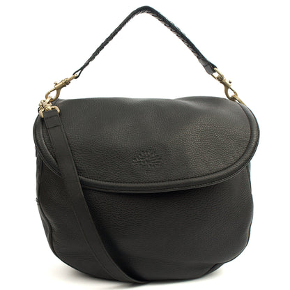 Mulberry Cross Body Effie Hobo in Black, Calfskin Leather — Front View