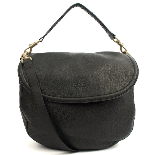 Mulberry Cross Body Effie Hobo in Black, Calfskin Leather — Front View