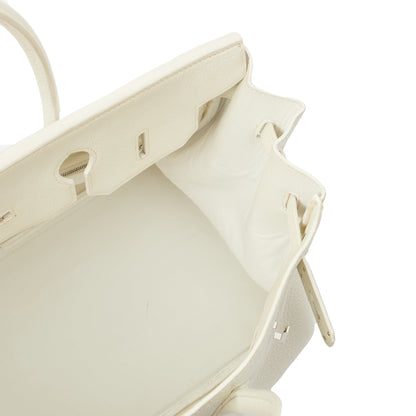 Hermes Top Handle Birkin 35 in White, Clemence Leather — Alternate View 33