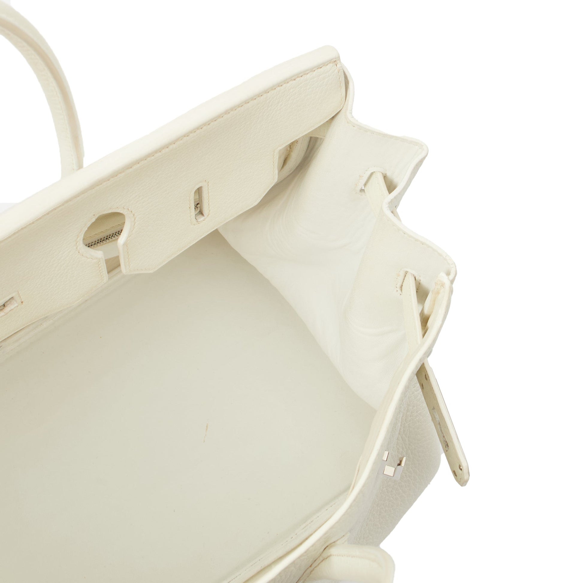 Hermes Top Handle Birkin 35 in White, Clemence Leather — Alternate View 22