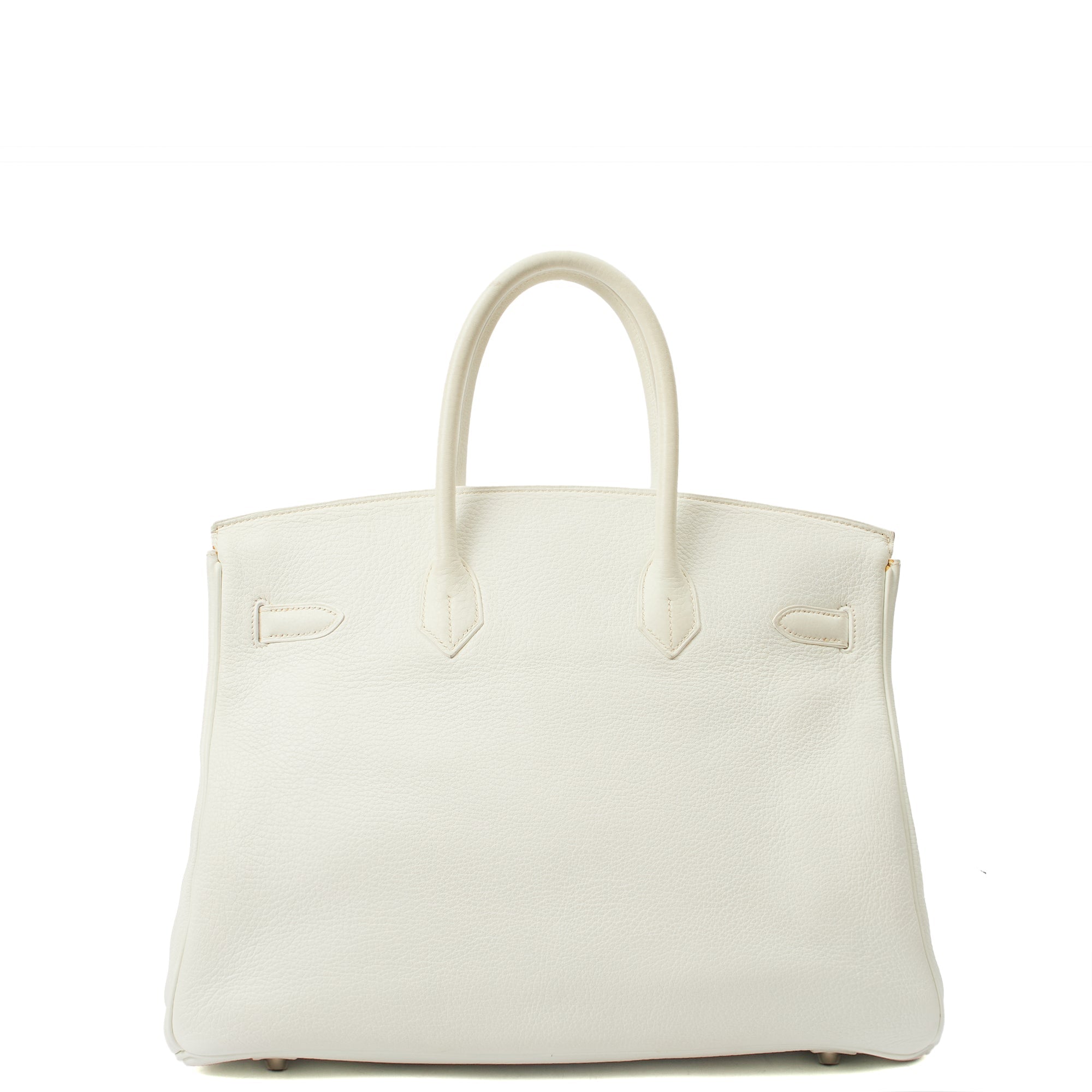 Hermes Top Handle Birkin 35 in White, Clemence Leather — Back View