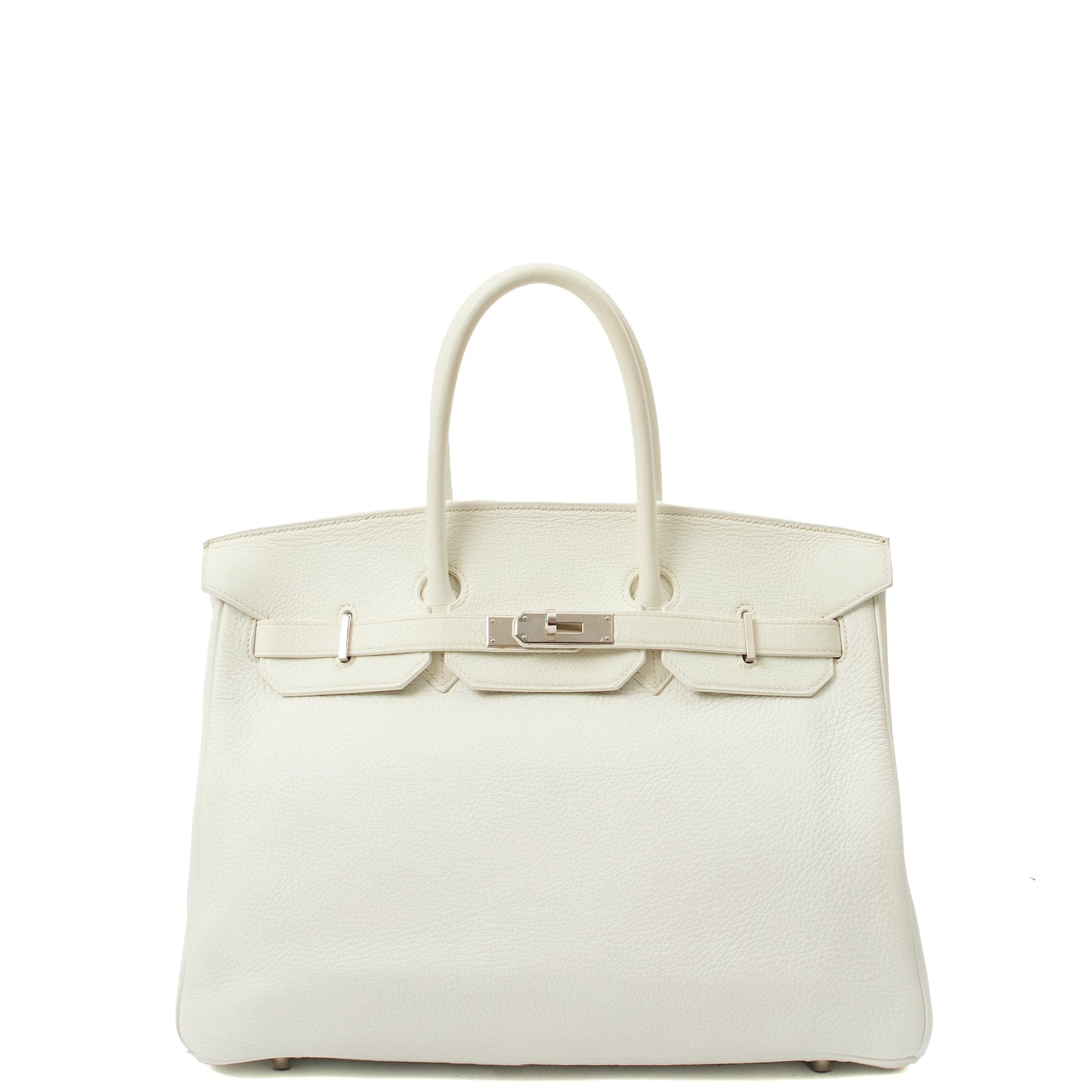 Hermes Top Handle Birkin 35 in White, Clemence Leather — Alternate View 12