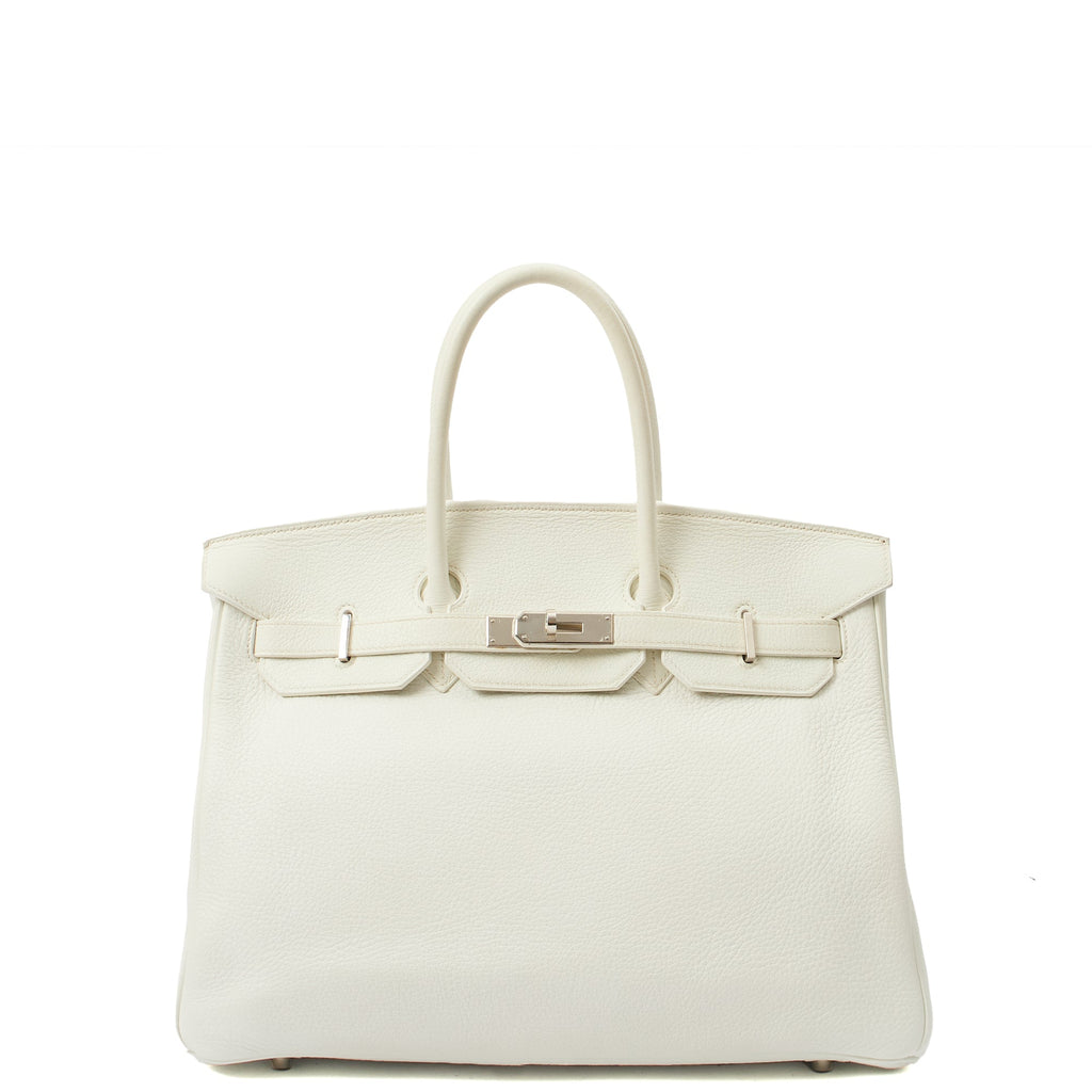 Hermes Top Handle Birkin 35 in White, Clemence Leather — Alternate View 23