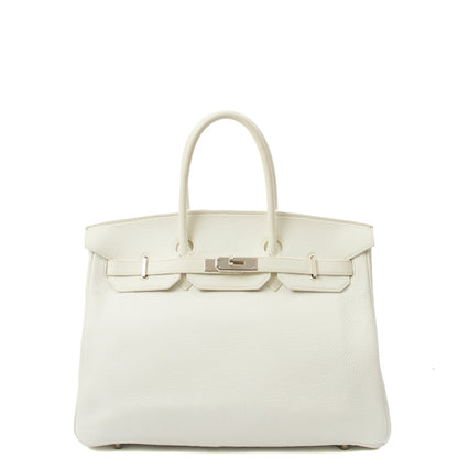 Hermes Top Handle Birkin 35 in White, Clemence Leather — Alternate View 23