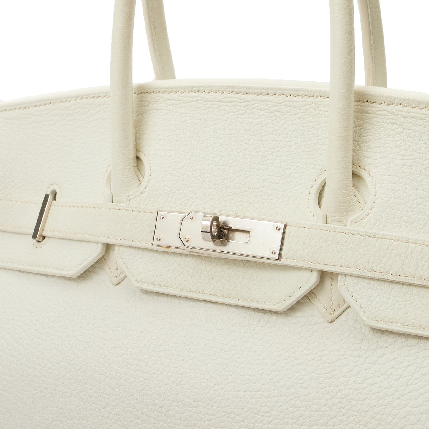 Hermes Top Handle Birkin 35 in White, Clemence Leather — Lifestyle View