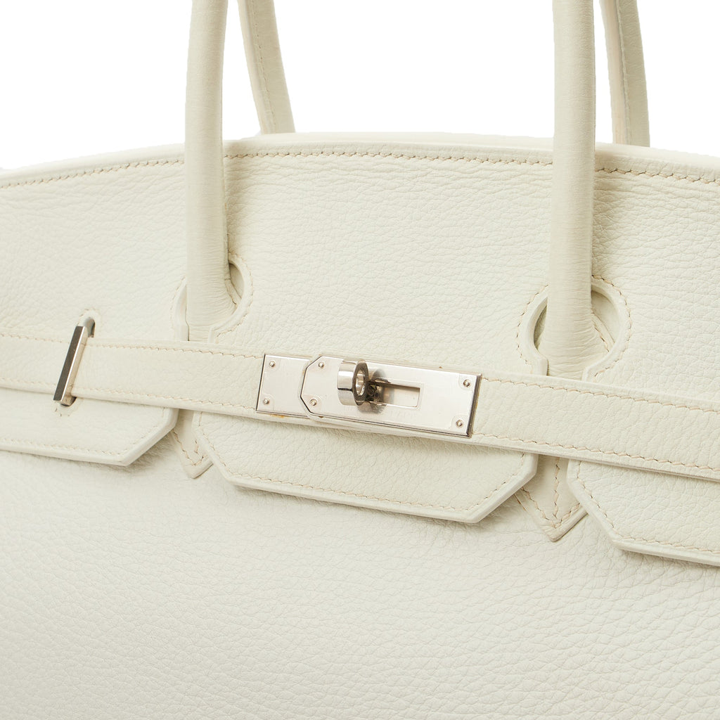 Hermes Top Handle Birkin 35 in White, Clemence Leather — Alternate View 28