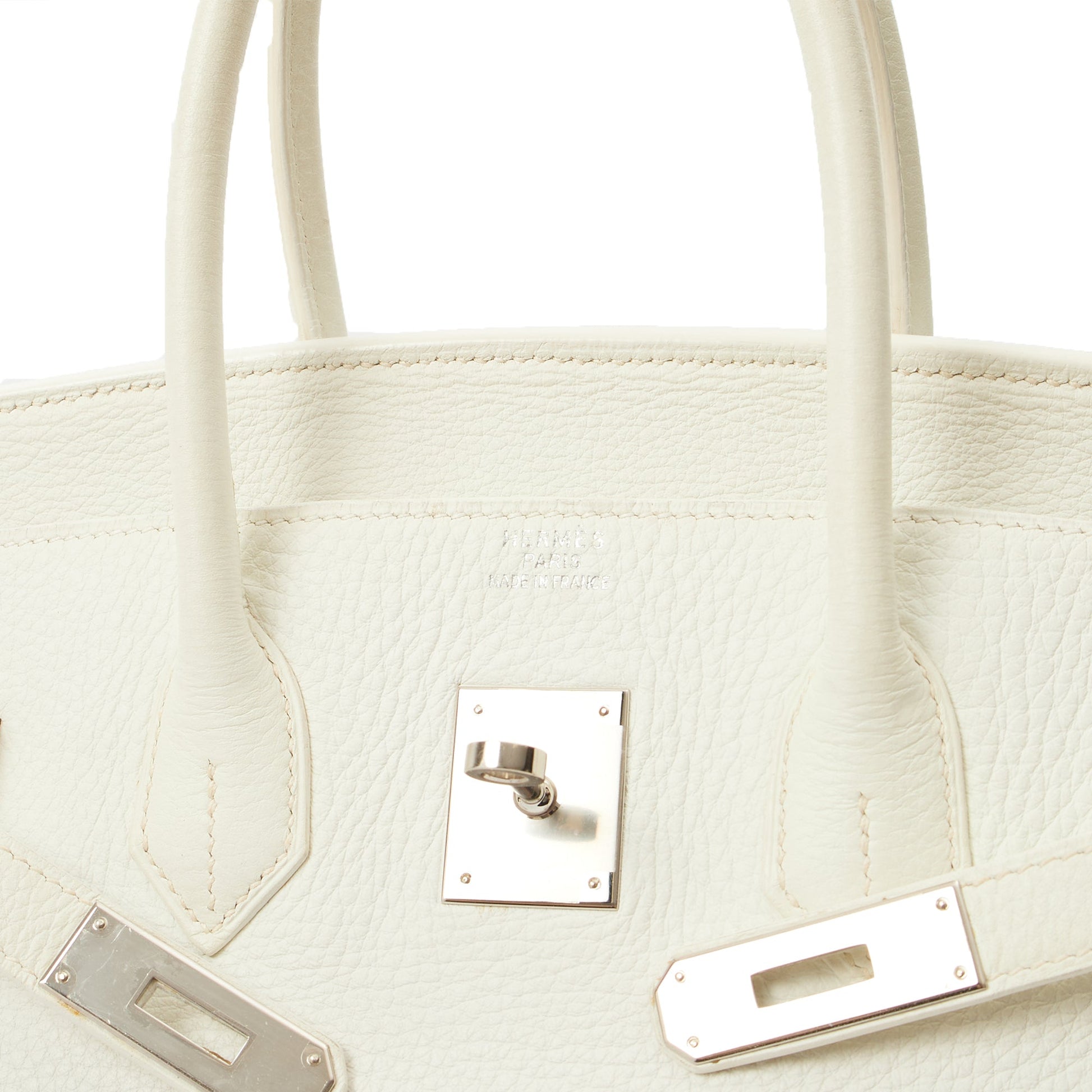 Hermes Top Handle Birkin 35 in White, Clemence Leather — Alternate View 30