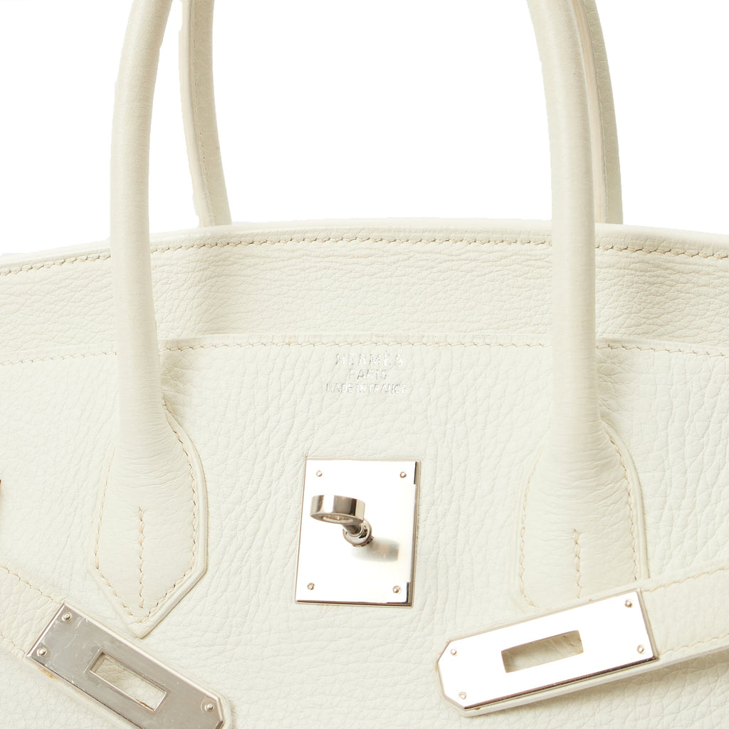 Hermes Top Handle Birkin 35 in White, Clemence Leather — Alternate View 19