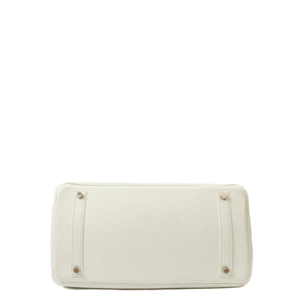 Hermes Top Handle Birkin 35 in White, Clemence Leather — Alternate View 15