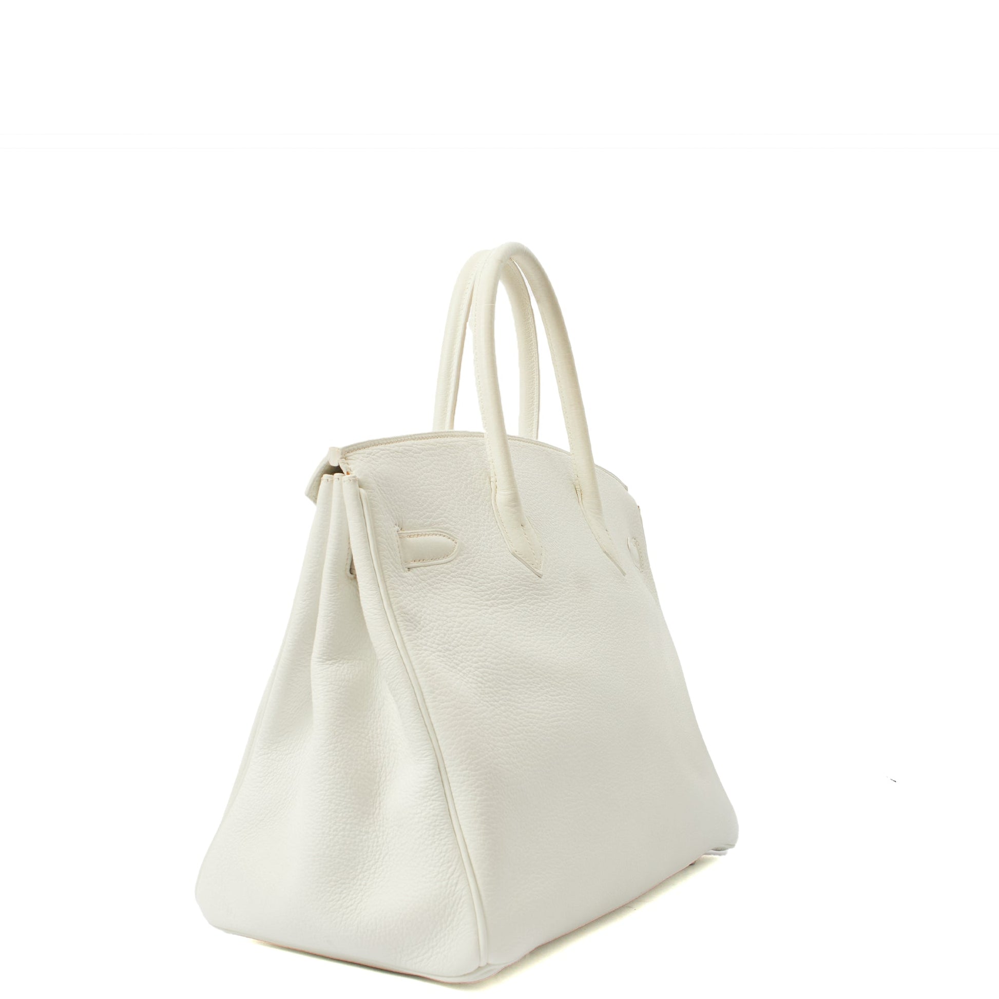 Hermes Top Handle Birkin 35 in White, Clemence Leather — Side View