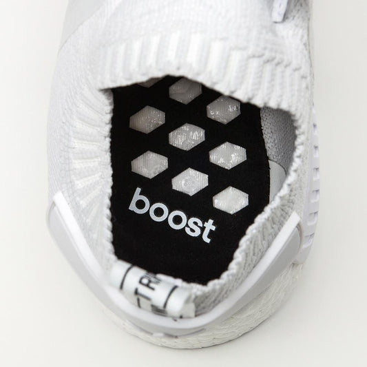 Adidas NMD_R1 Primeknit Vintage White — UK 3.5 | EU 36 | US 4 — Side View