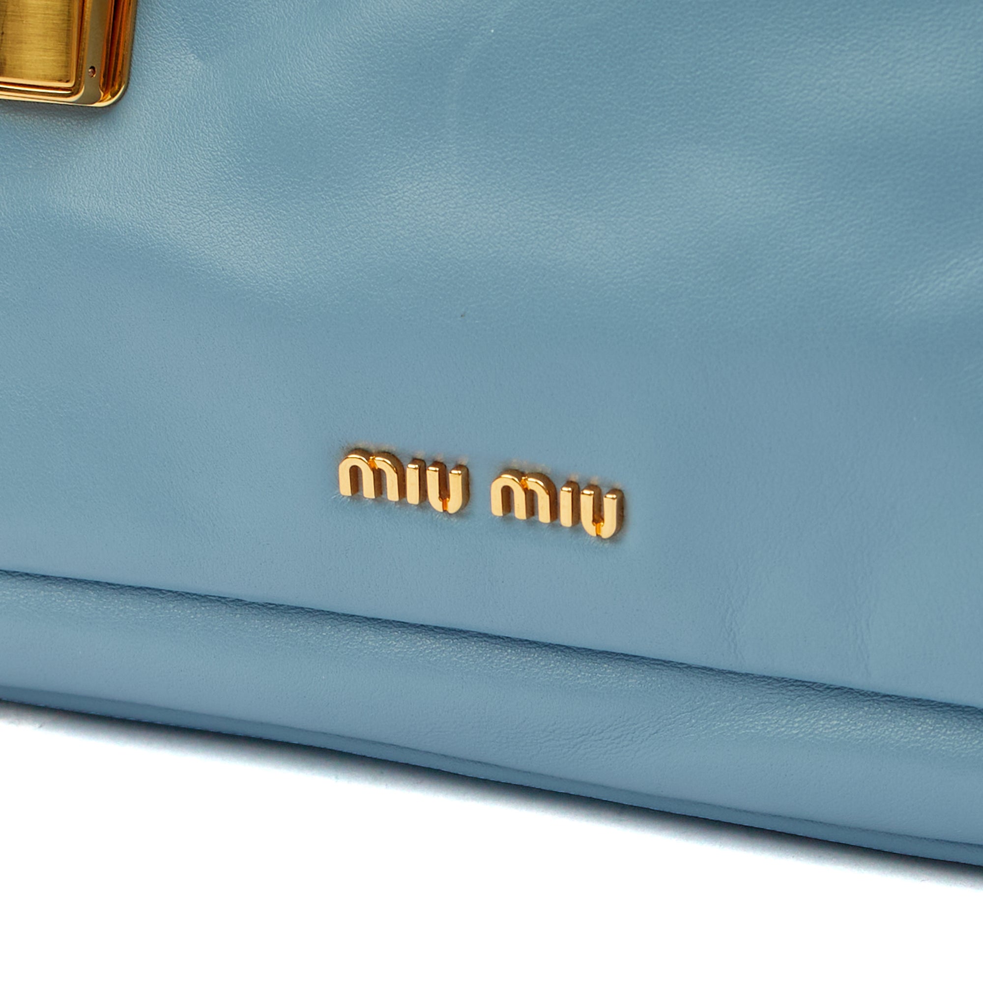 Miu Miu Shoulder Bag Shoulder Bag in Blue, Leather — Lifestyle View
