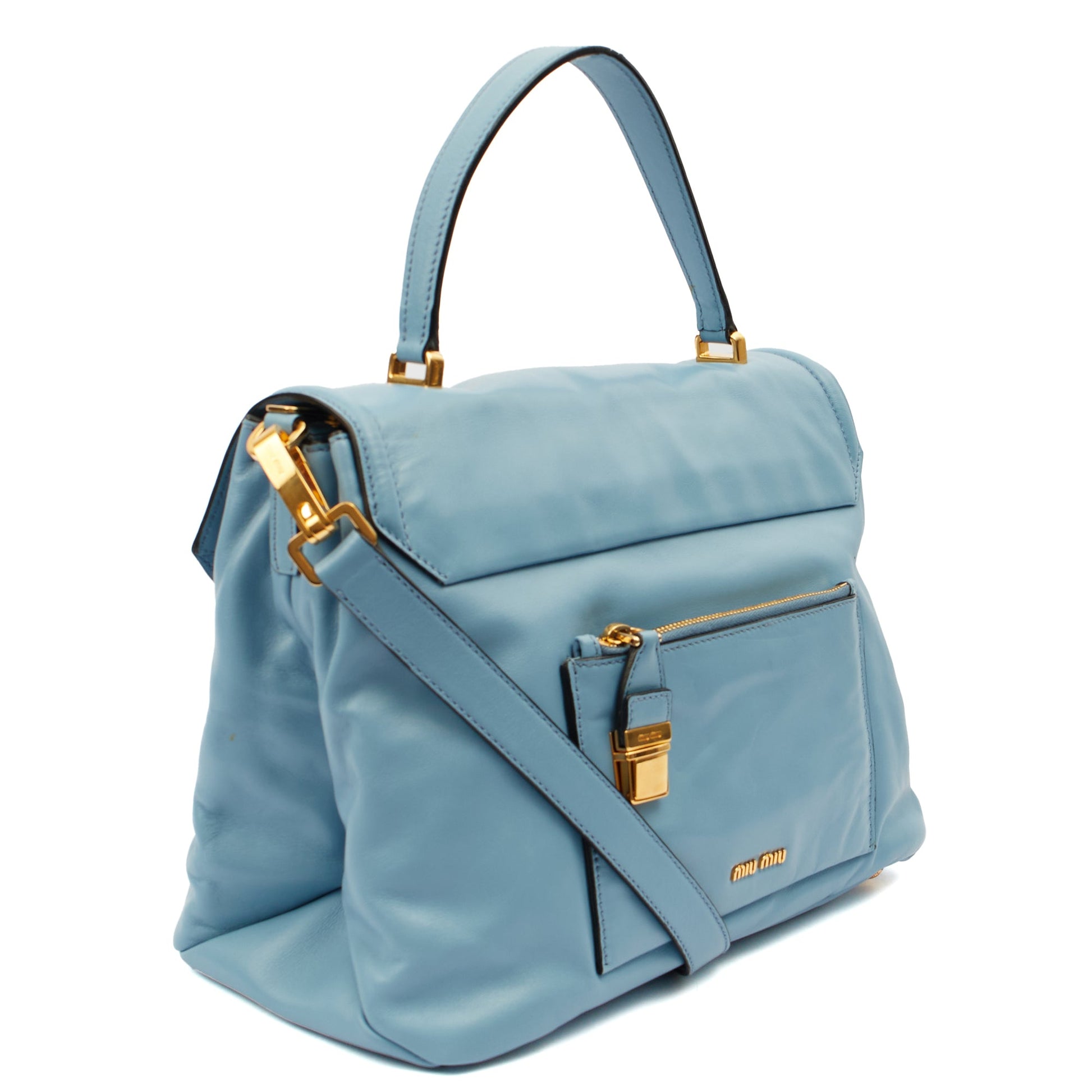 Miu Miu Shoulder Bag Shoulder Bag in Blue, Leather — Alternate View 8