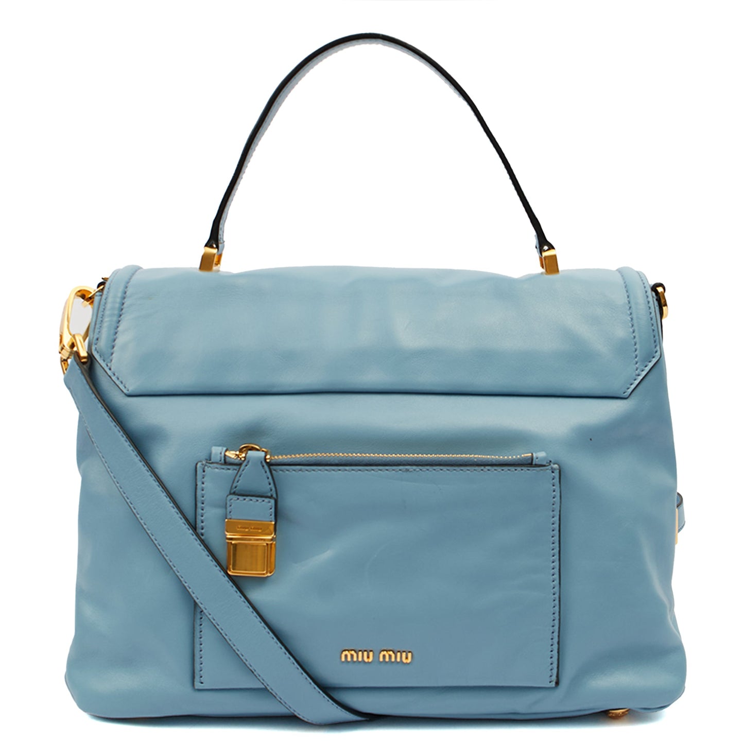 Miu Miu Shoulder Bag Shoulder Bag in Blue, Leather — Alternate View 9