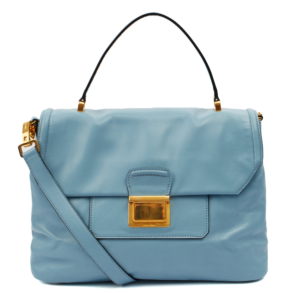 Miu Miu Shoulder Bag Shoulder Bag in Blue, Leather — Front View