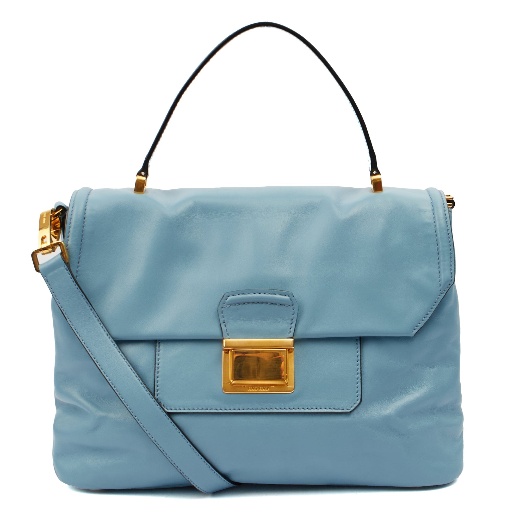 Miu Miu Shoulder Bag Shoulder Bag in Blue, Leather — Front View