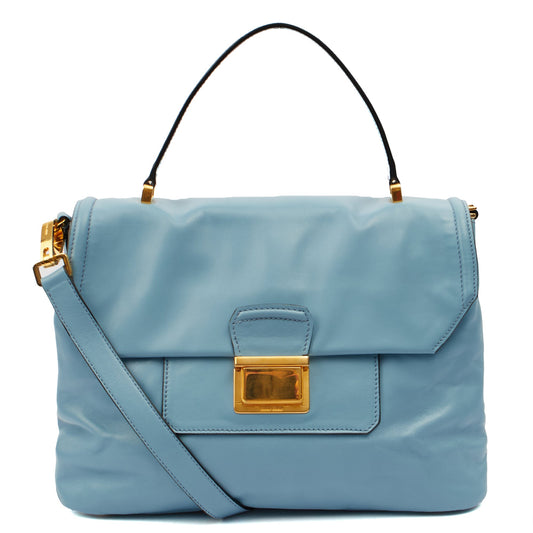 Miu Miu Shoulder Bag Shoulder Bag in Blue, Leather — Front View