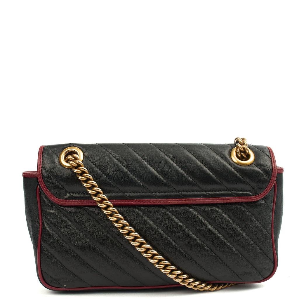 Gucci Shoulder Bag Marmont Shoulder Flap Bag - Medium in Black, Leather — Top View