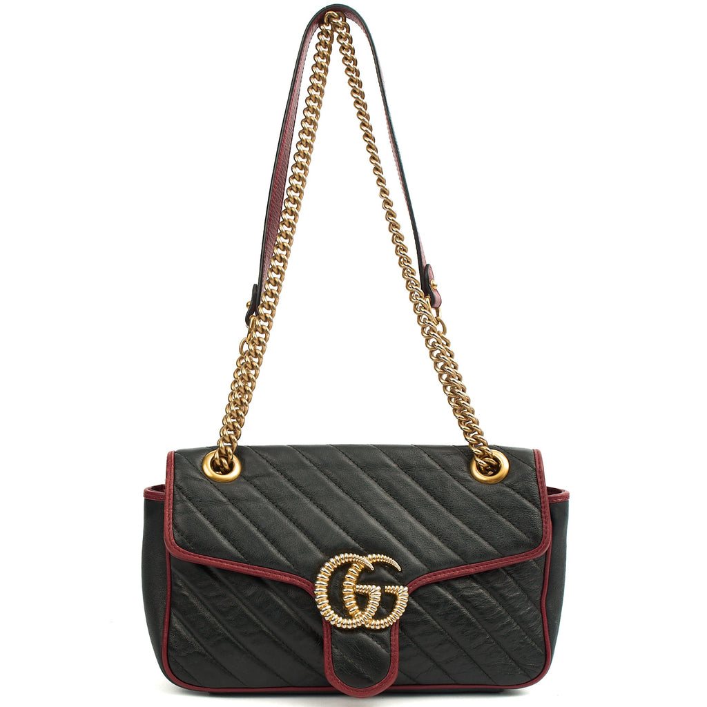 Gucci Shoulder Bag Marmont Shoulder Flap Bag - Medium in Black, Leather — Lifestyle View