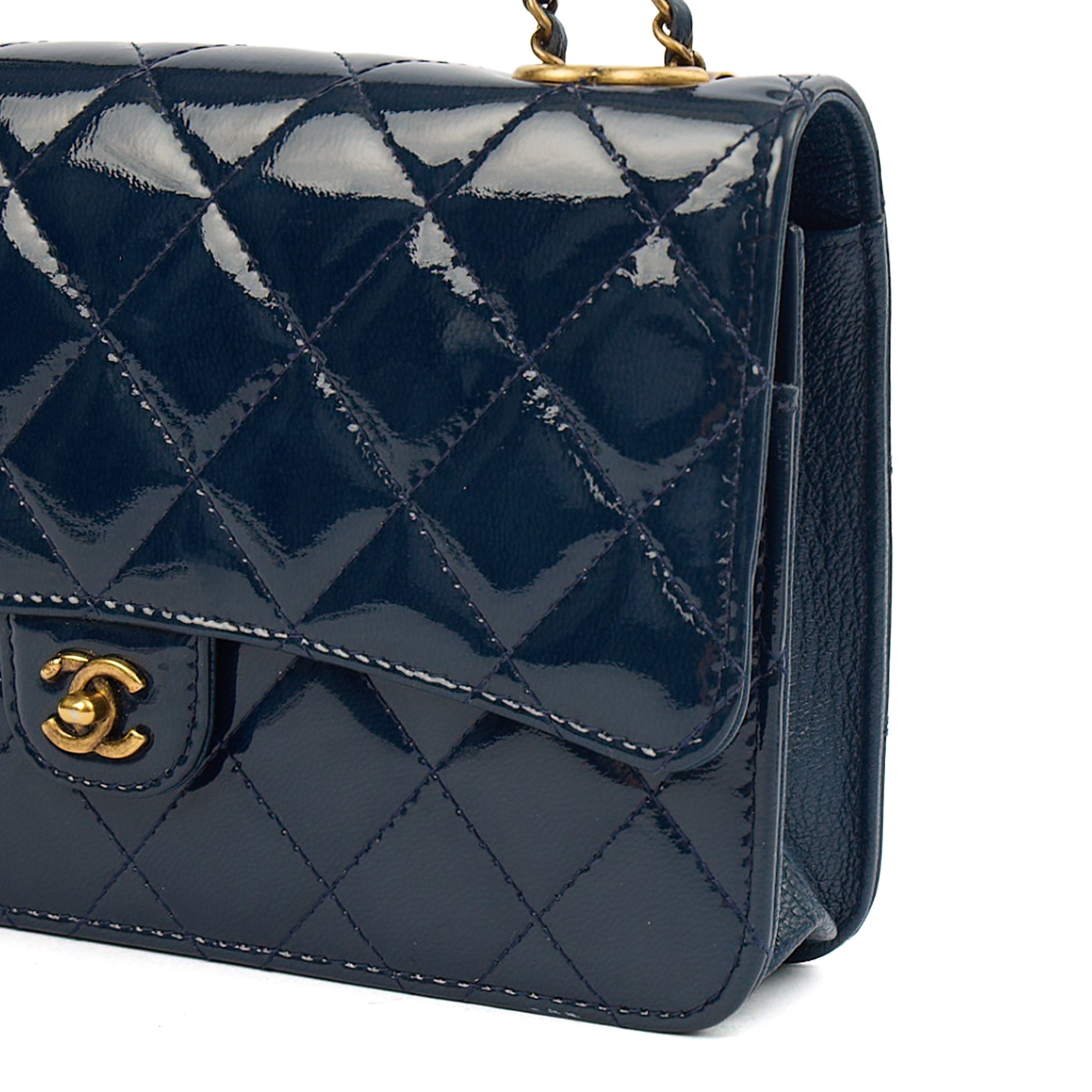 Chanel Cross Body Wallet on Chain in Blue, Patent Leather — Alternate View 9